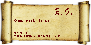 Remenyik Irma névjegykártya